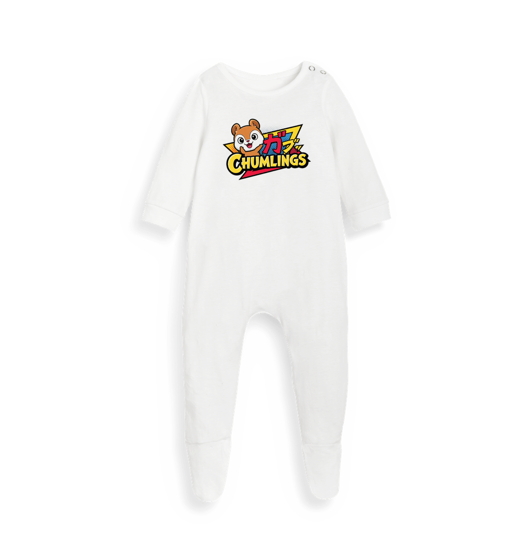 White Printed baby grow