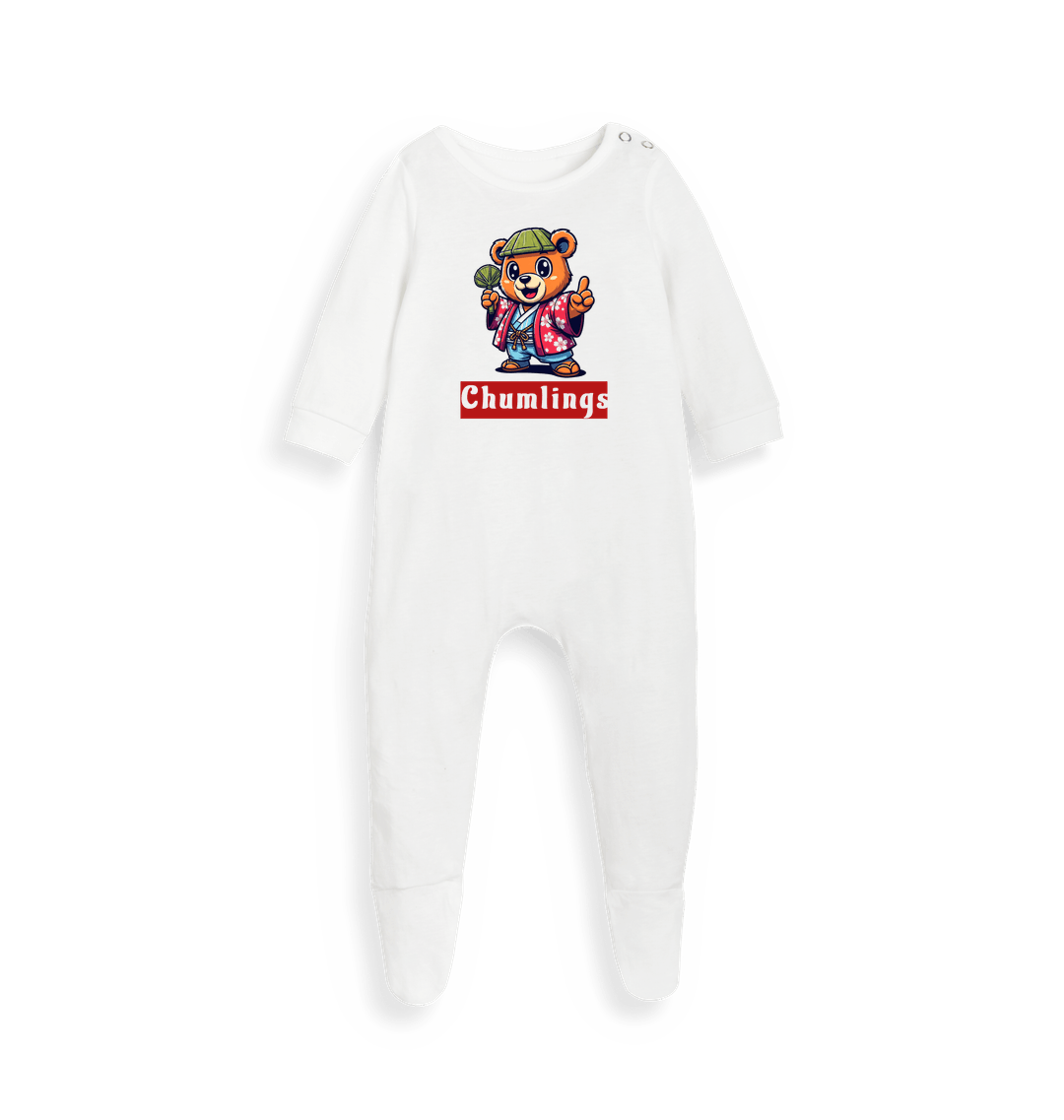White Printed baby grow