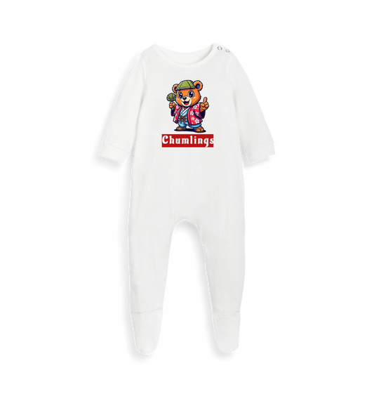 White Printed baby grow
